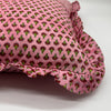 Large hand block frilled cotton cushion - Louisa in Pink