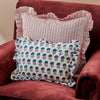 Hand block frilled cotton cushion - Rebecca
